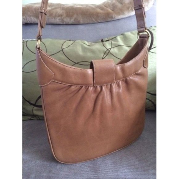 Gucci Vintage Top Handle Satchel Camel Leather Accordion Bottom - Picture 8 of 10